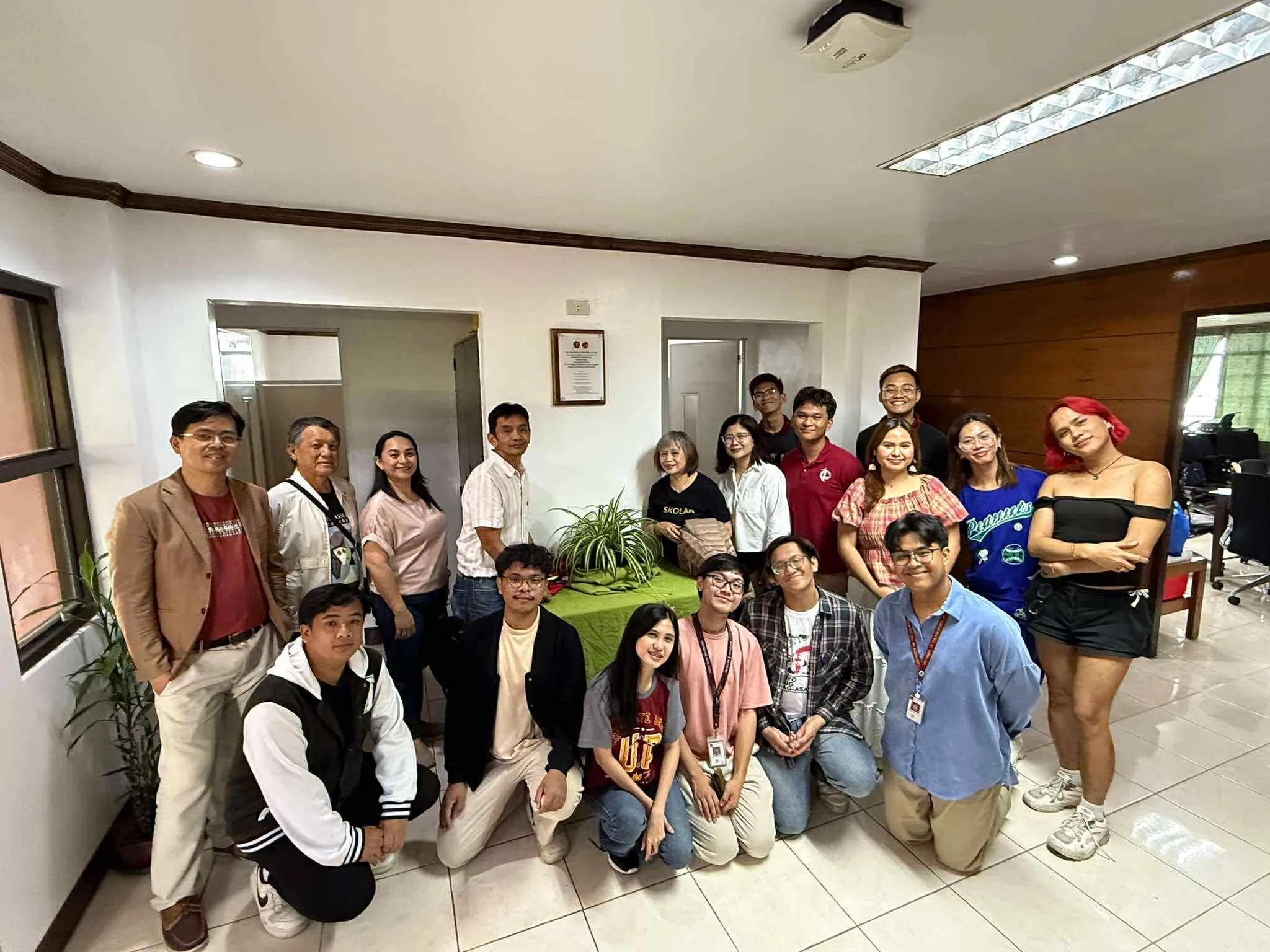 May 16, 2025. Turnover of renovated and refurbished Student Alumni Center, U.P. Baguio. Left to right, standing, Vice Chancellor for Administration Prof. Jerico Bacani, Former UPAA Baguio-Northern Board of Directors (2015-2023) Mr. Benedicto Alhambra, Mrs. Faith Joy F. Calderon representing Hon. Isagani G. Caleron, Chancellor Joel M. Addawe, Mrs. Lilia Bautista, Ms. Monalie Sta. Cruz-Romero. Left, below, Engr. Darvin Caliton and officers of UP Baguio Student Council, Council of Leaders, and Outcrop.
